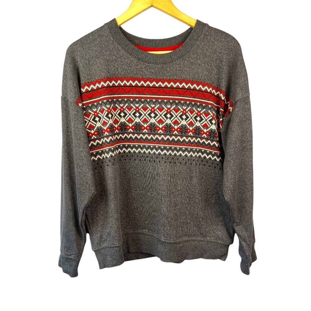 Cuddl Duds Gray Fair Isle Nordic Print Sweater Long Sleeve Size‎ M